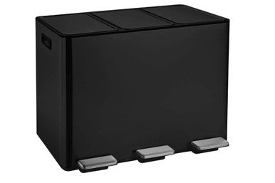 Rex 45L Matte Black 3 Compartment Recycle Bin
