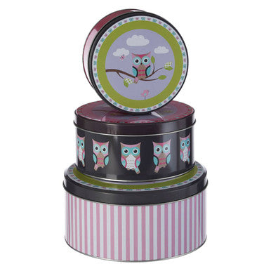 Paice Set of Three Happy Owls Storage Tins