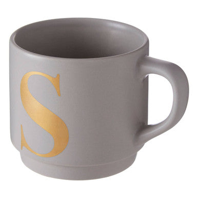 Signet Grey Monogram Mug, S