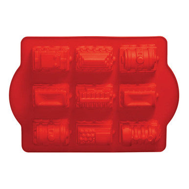 Silicone 9 Train Design Red Cake Mould