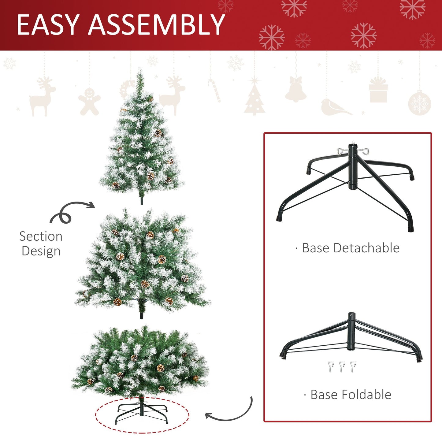6FT Artificial Christmas Tree with Pine Cones
