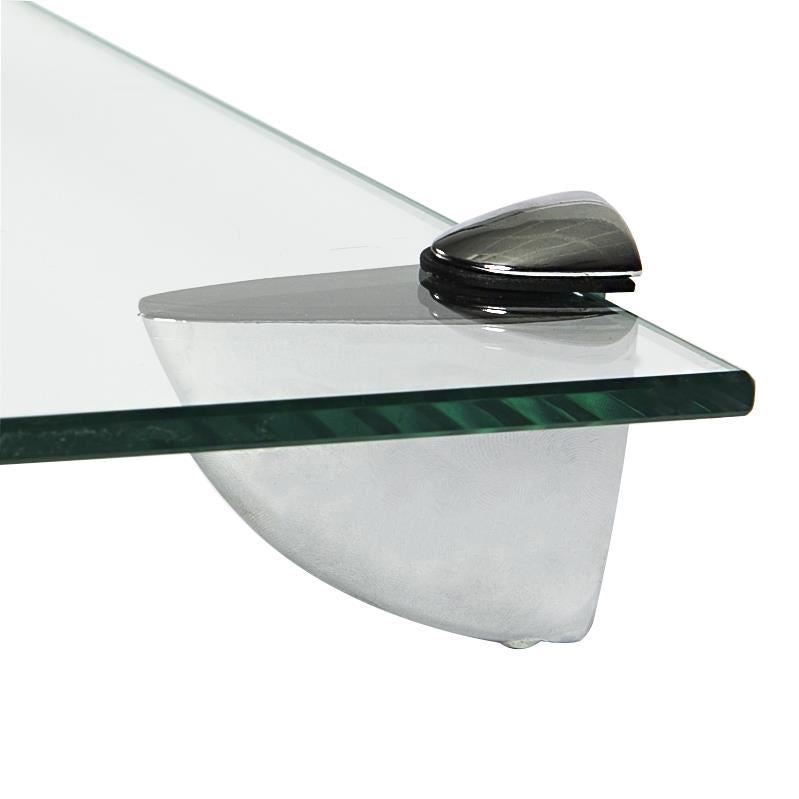 60cm Rounded Floating Glass Shelf with Chrome Fixings