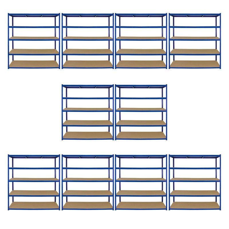 Steel Shelving Units 180cm - Blue Heavy Duty Set Of Ten Extra Wide T-Rax 160cm by Raven