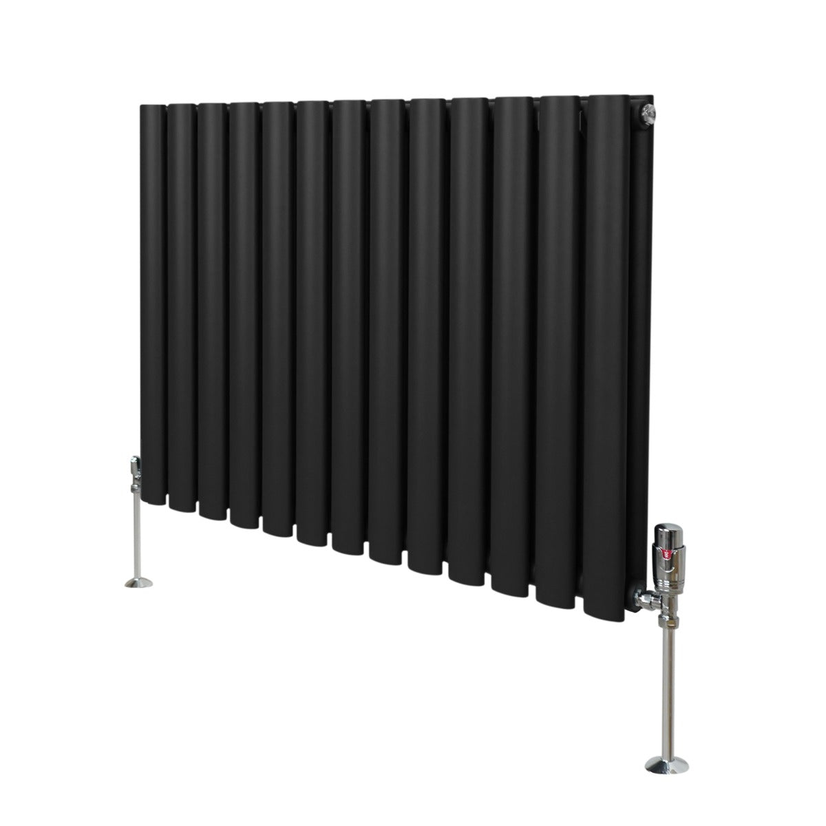 Oval Column Radiator & Valves - 600mm x 780mm Black