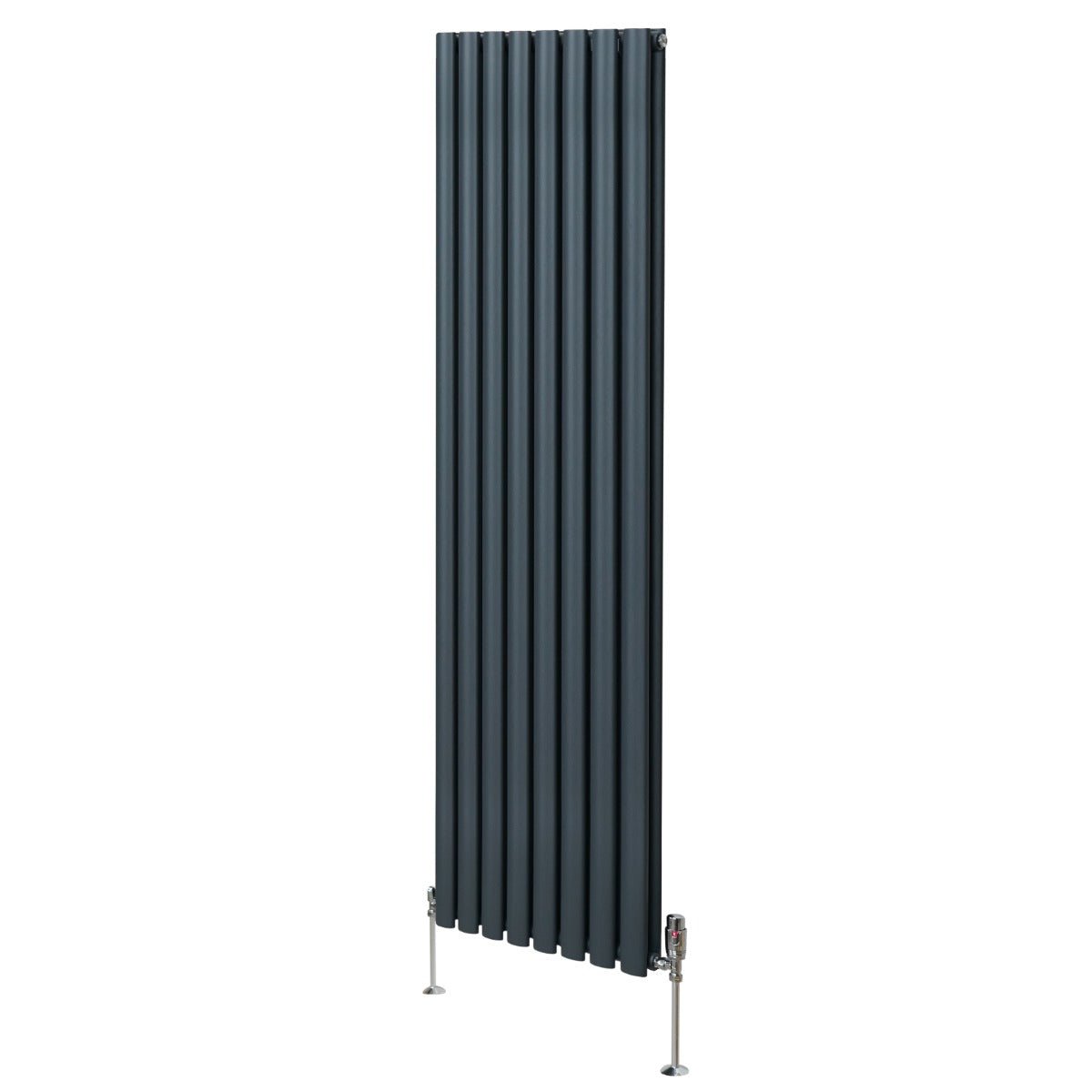 Oval Column Radiator & Valves - 1800mm x 480mm Anthracite Grey