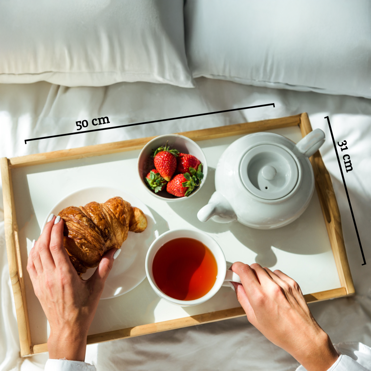 White Top Pinewood Bed Tray with Folding Legs