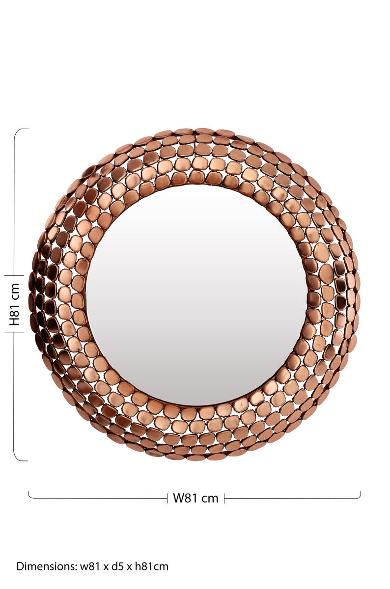 Templar Pebble Design Copper Finish Round Wall Mirror