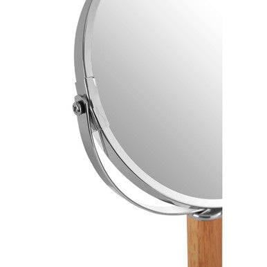 Cassini Chrome and Rubber Wood Table Mirror