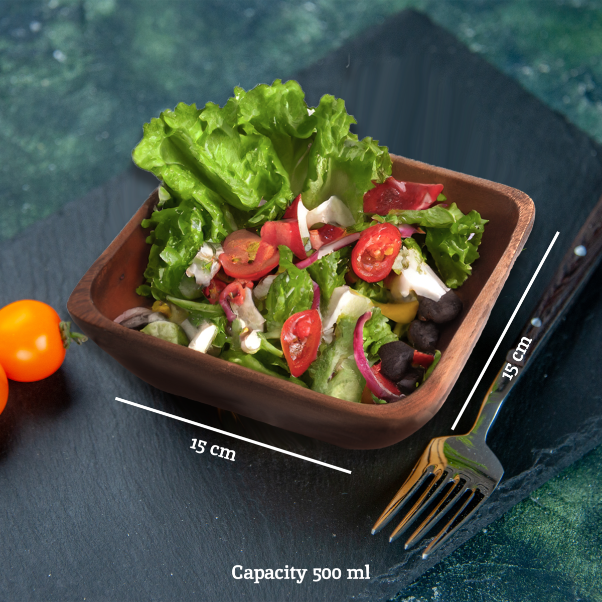 Kora Acacia Small Square Serving Bowl