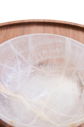 Kora Acacia Wood And Onyx Chip And Dip Platter