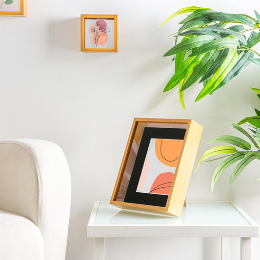 8" x 10" Light Wood 3D Deep Box Photo Frame - with 5" x 7" Mount