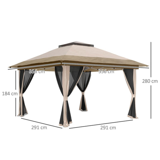 Outsunny 3.6 x 3.6m Pop Up Gazebo with Netting and Wheeled Bag