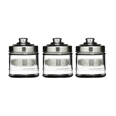 Luca Set of Three Glass Jars with Aluminium Lids
