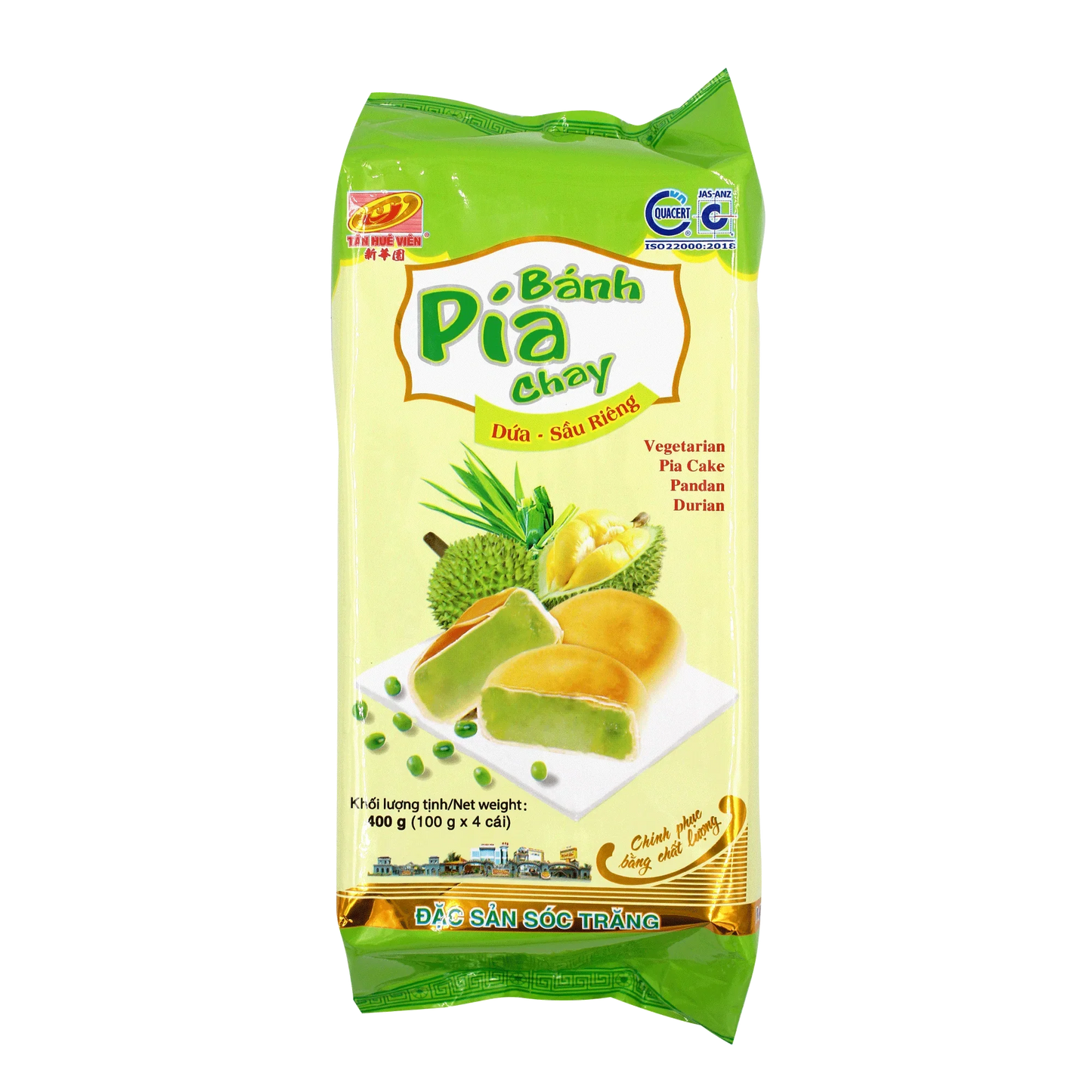 TAN HUE VIEN Pia Cake Durian & Pandan 400g