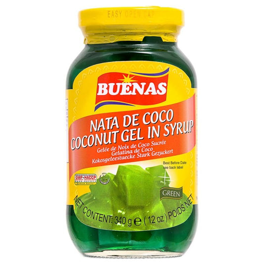 BUENAS Nata De Coco Coconut Gel in Syrup - Green 340g