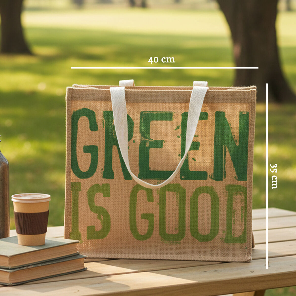 Jade Green Is Good Jute Shopping Bag