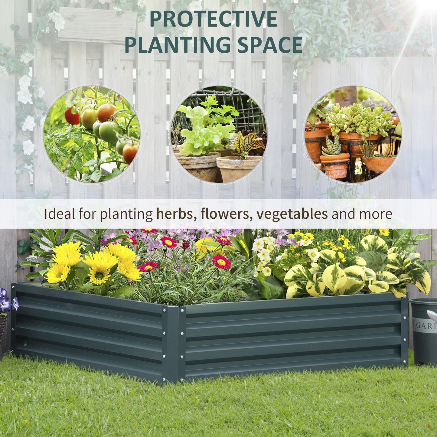 Square Raised Garden Bed Box with Weatherized Steel Frame for Vegetables