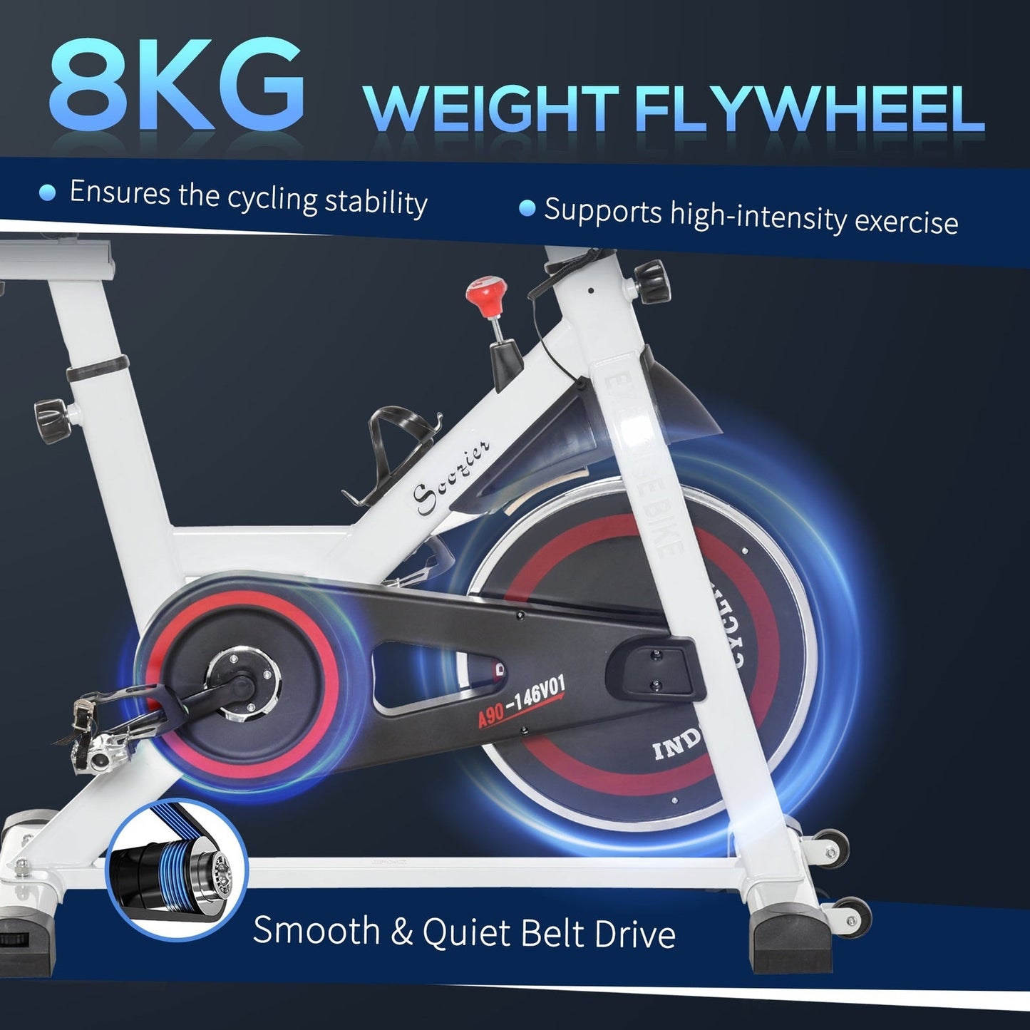 Homcom Exercise Cycling Bike Indoor Stationary Cardio Workout Fitness Racing Machine W/ Adjustable Resistance
