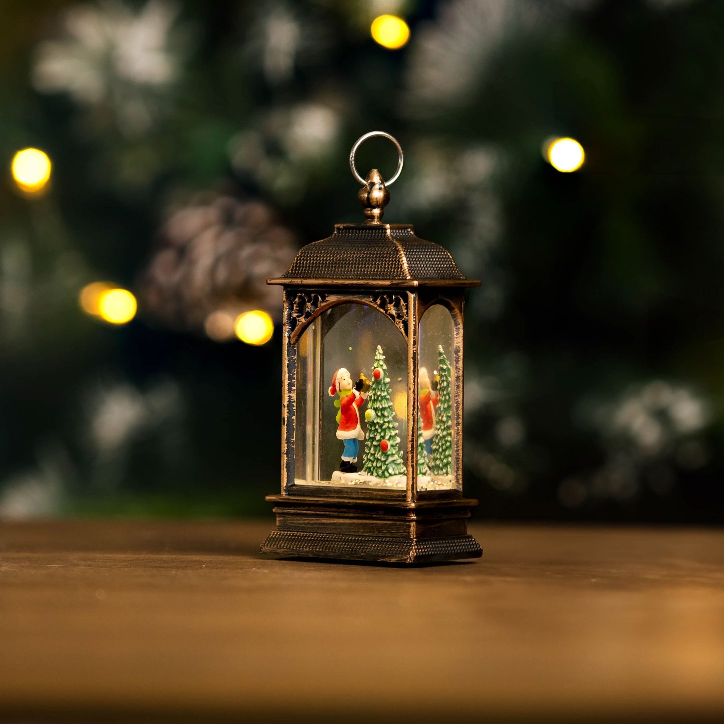 Christmas Snow Globe Lantern Scene Tree Ornament