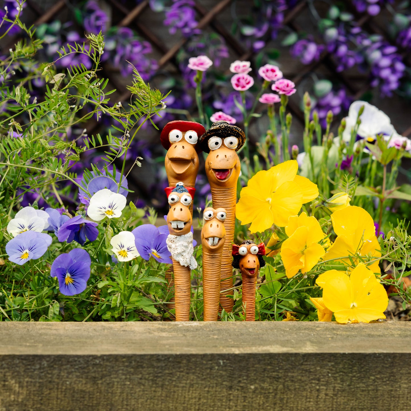 5pc Garden Worms Family Ornaments Miniature Set Resin Decorative Figurines Plant