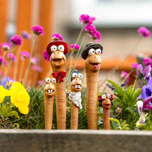 5pc Garden Worms Family Ornaments Miniature Set Resin Decorative Figurines Plant