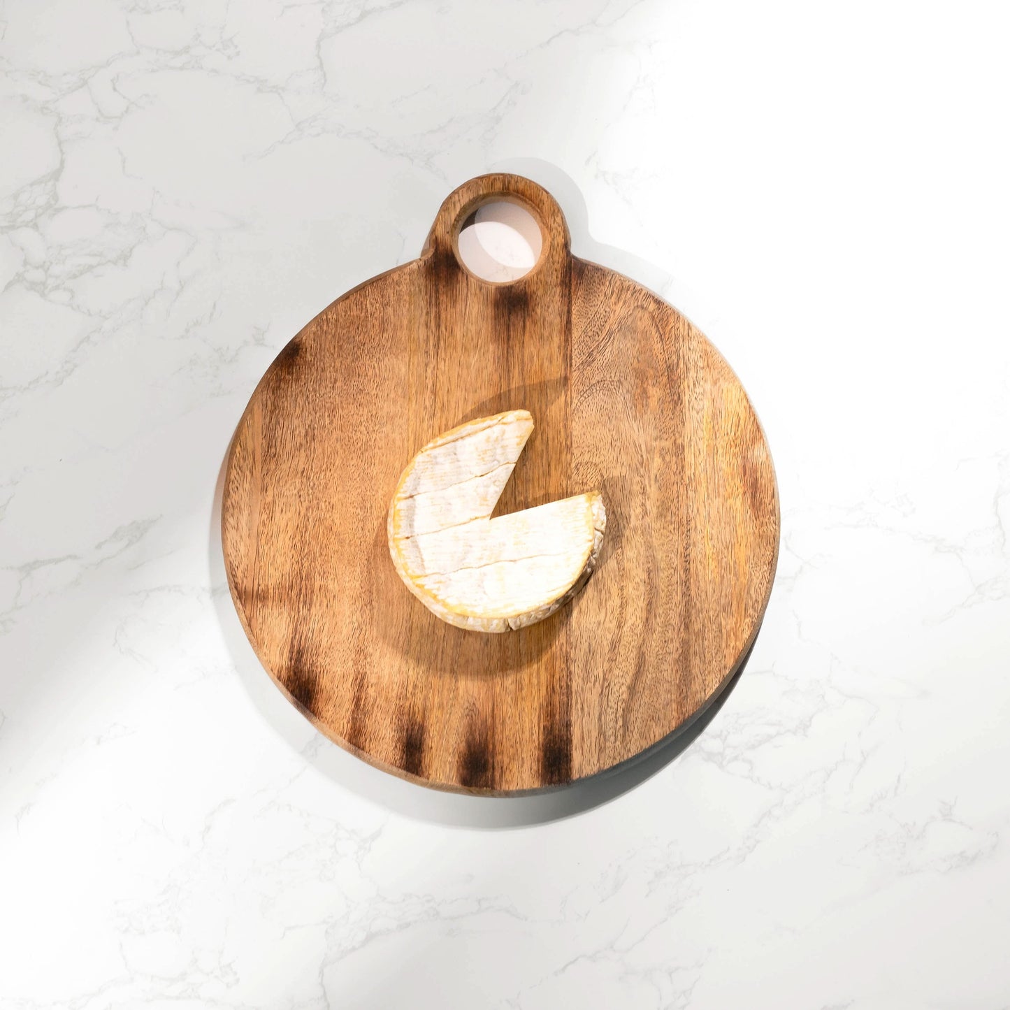 Wooden Round Chopping Board With Ring Handle, Cheese Serving Board