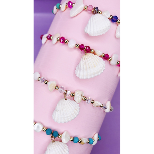 Beach Shell Beaded Pull Tie Anklet