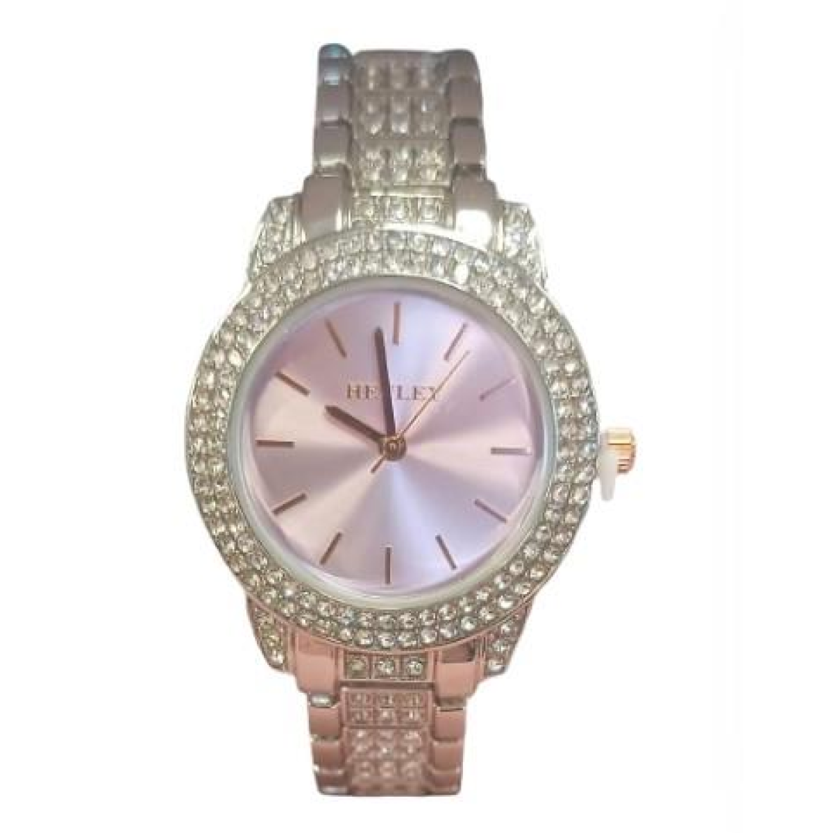 Henley Ladies Bling Diamante crystals Pink Dial Silver Bracelet Watch H07275.7
