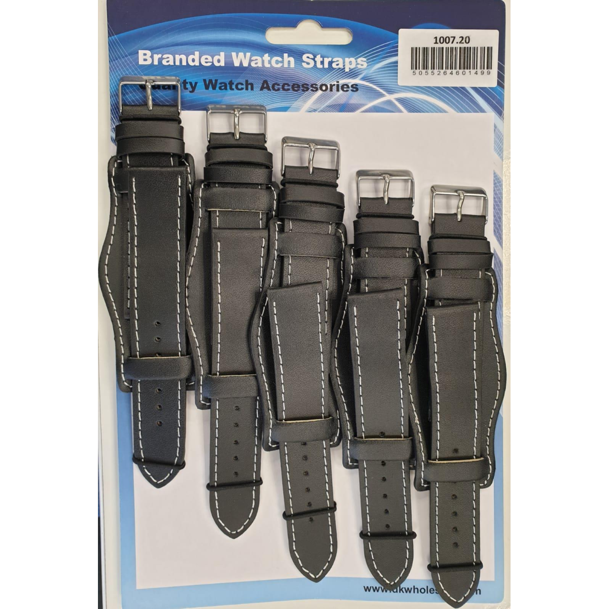 Leather Black Military Watch Straps Pk5 sizes 24mm 1007BK