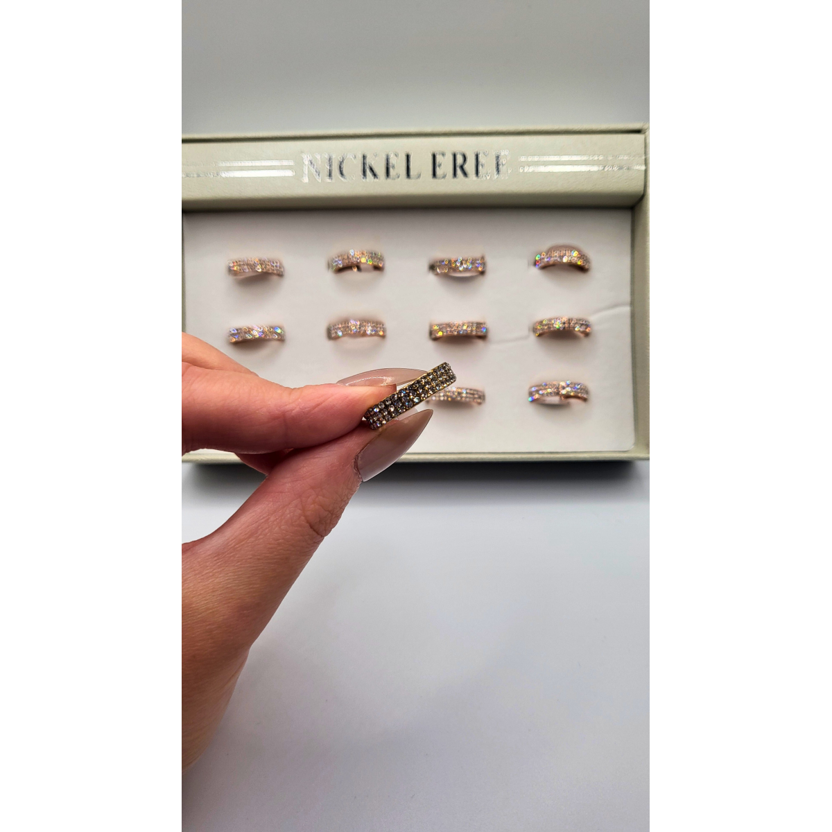 Eternity Band Crystal Ring Rose Gold Box set of 12