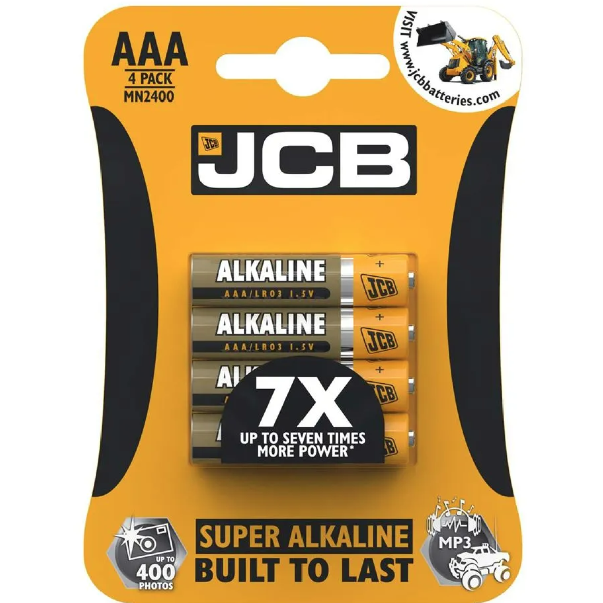 JCB AAA Super Alkaline Batteries 4 Per Card - Box of 10