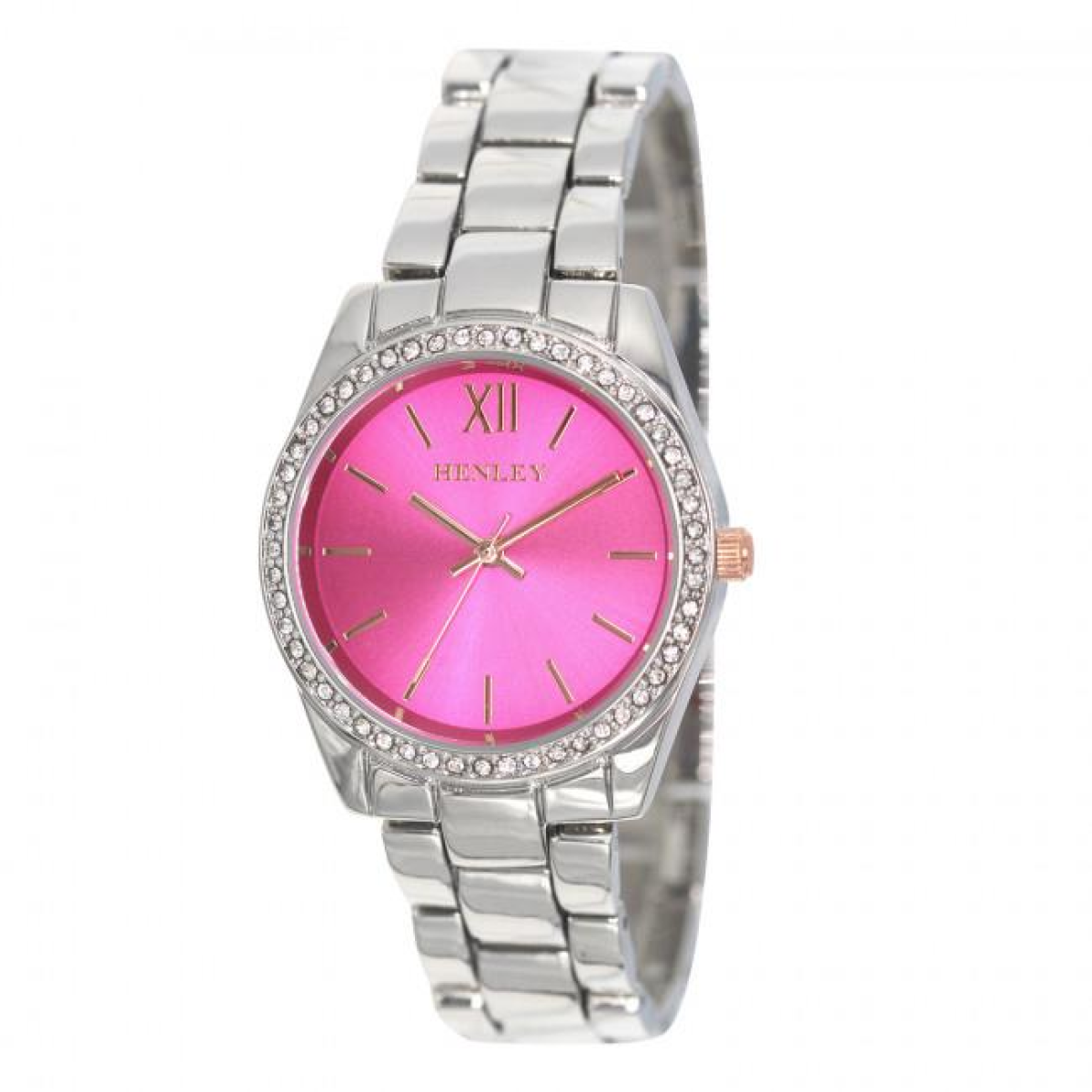 Henley Ladies Diamante Bracelet Watch Silver/PinkH07327.5