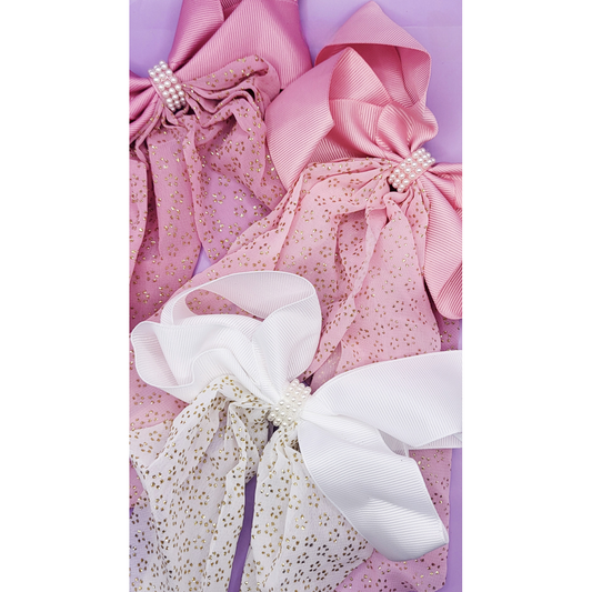 Pearl Hair Bow Clip Slide Pack of 12