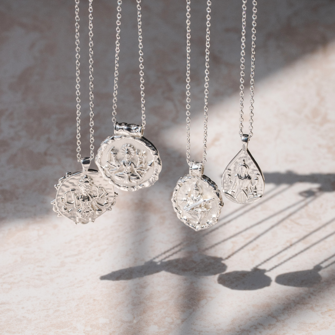 Goddess Saraswati Necklace (Silver)
