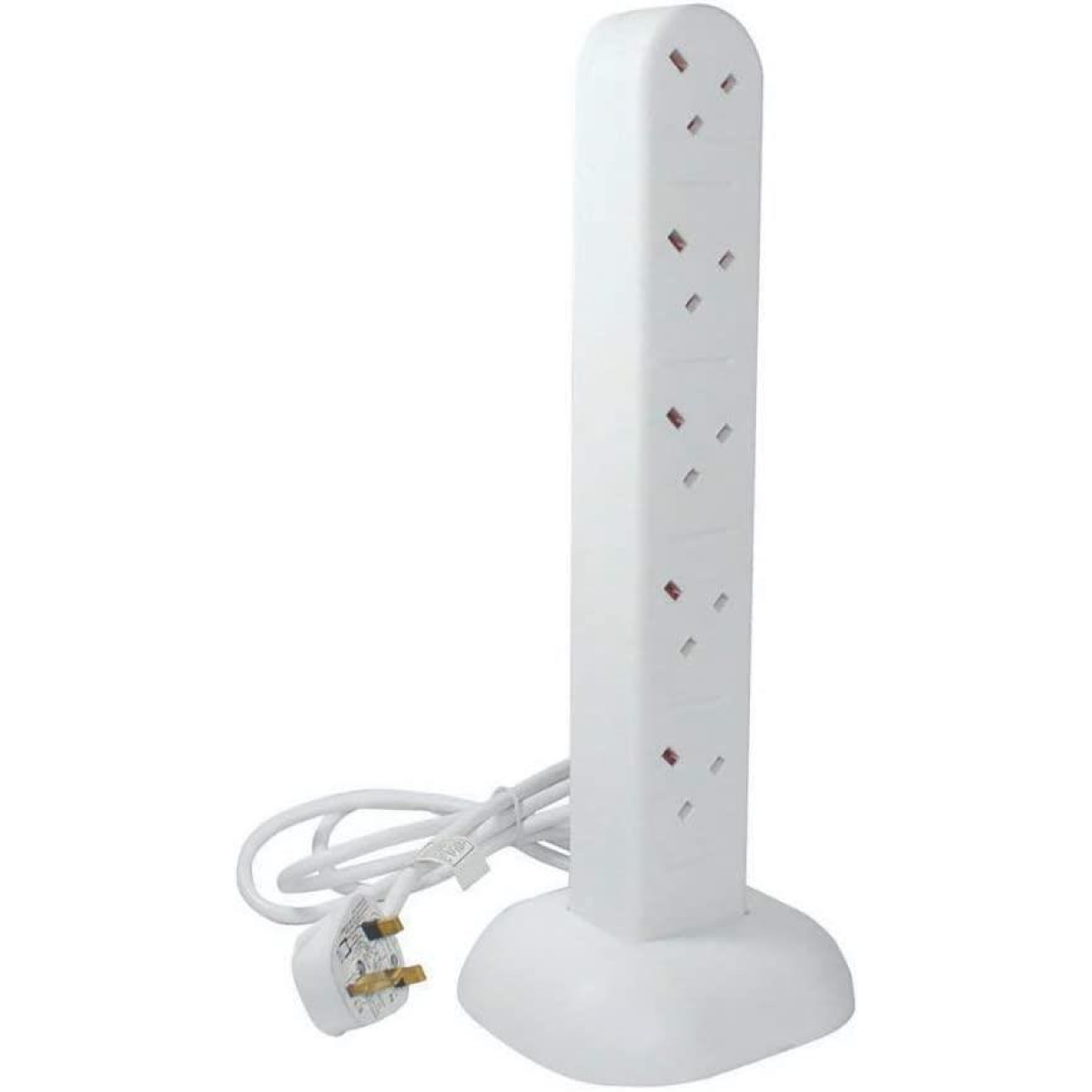 Daewoo 10 Gang 2-Sided Tower Socket Extension Lead Ten Outlet Power Strip with 2m Cable Cord