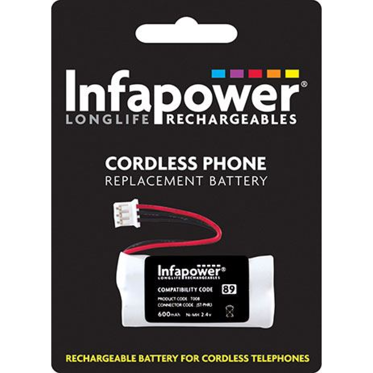 Infapower 2 x AAA Ni-Mh Rechargeable Batteries for Cordless Phone (Compatibility 89) T008 (Pack of 10)