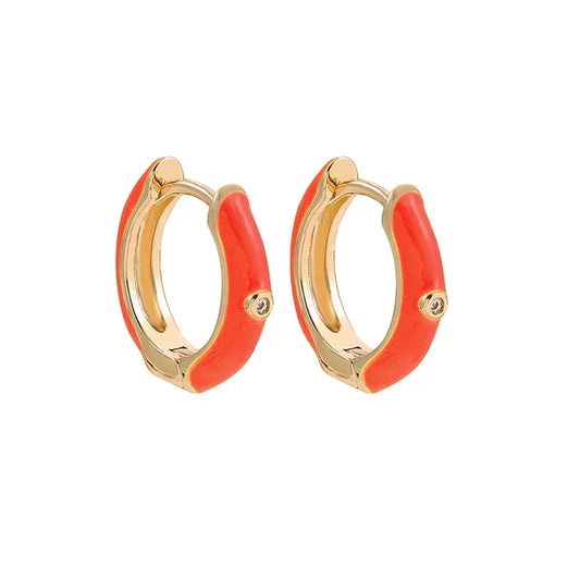Clemmie Orange Mini Huggie Hoop Earrings