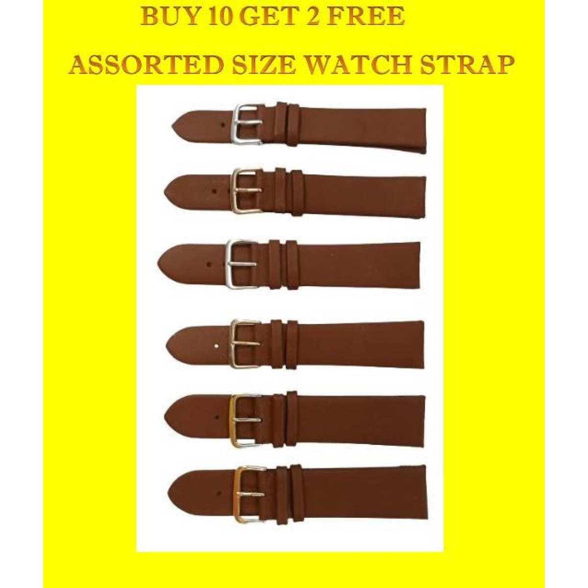 Genuine Brown Leather WATCH STRAP BUY 10 GET 2 FREE ASSORTED SIZE 18mm-22MM