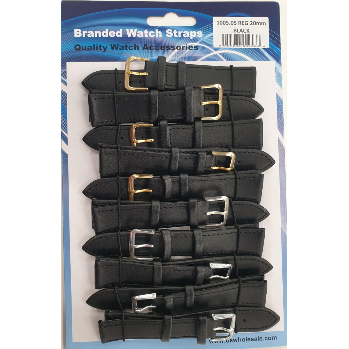 Leather Black Watch Straps Pk10 size 22mm 1005.05
