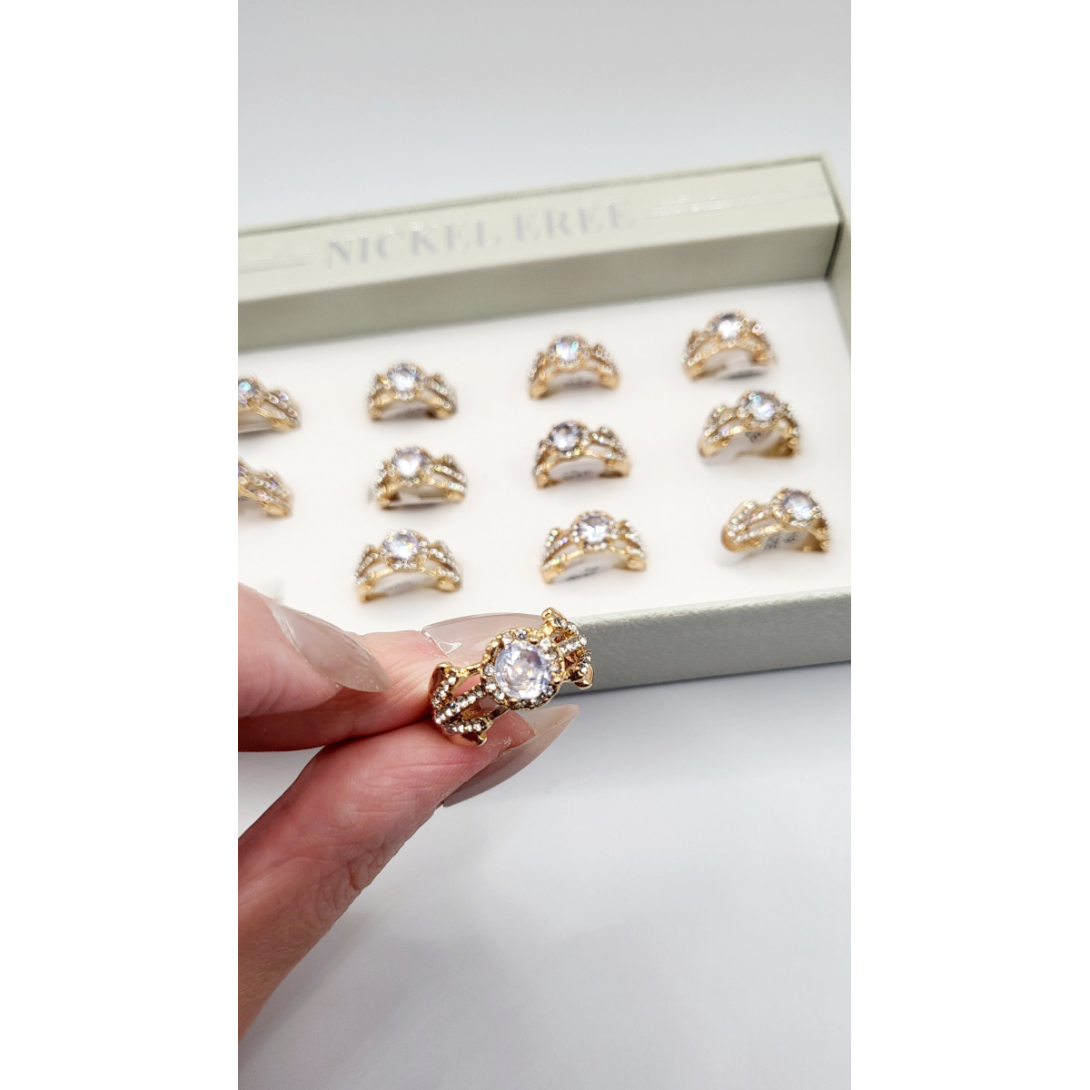 Eternal Crystal Ring Gold Box set of 12