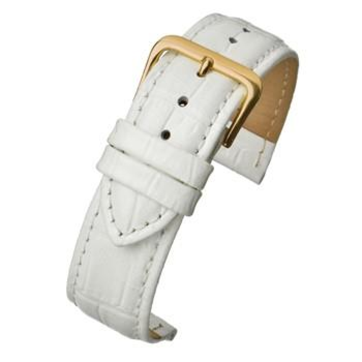 White Padded Crocodile Grain Leather Watch Strap 20mm