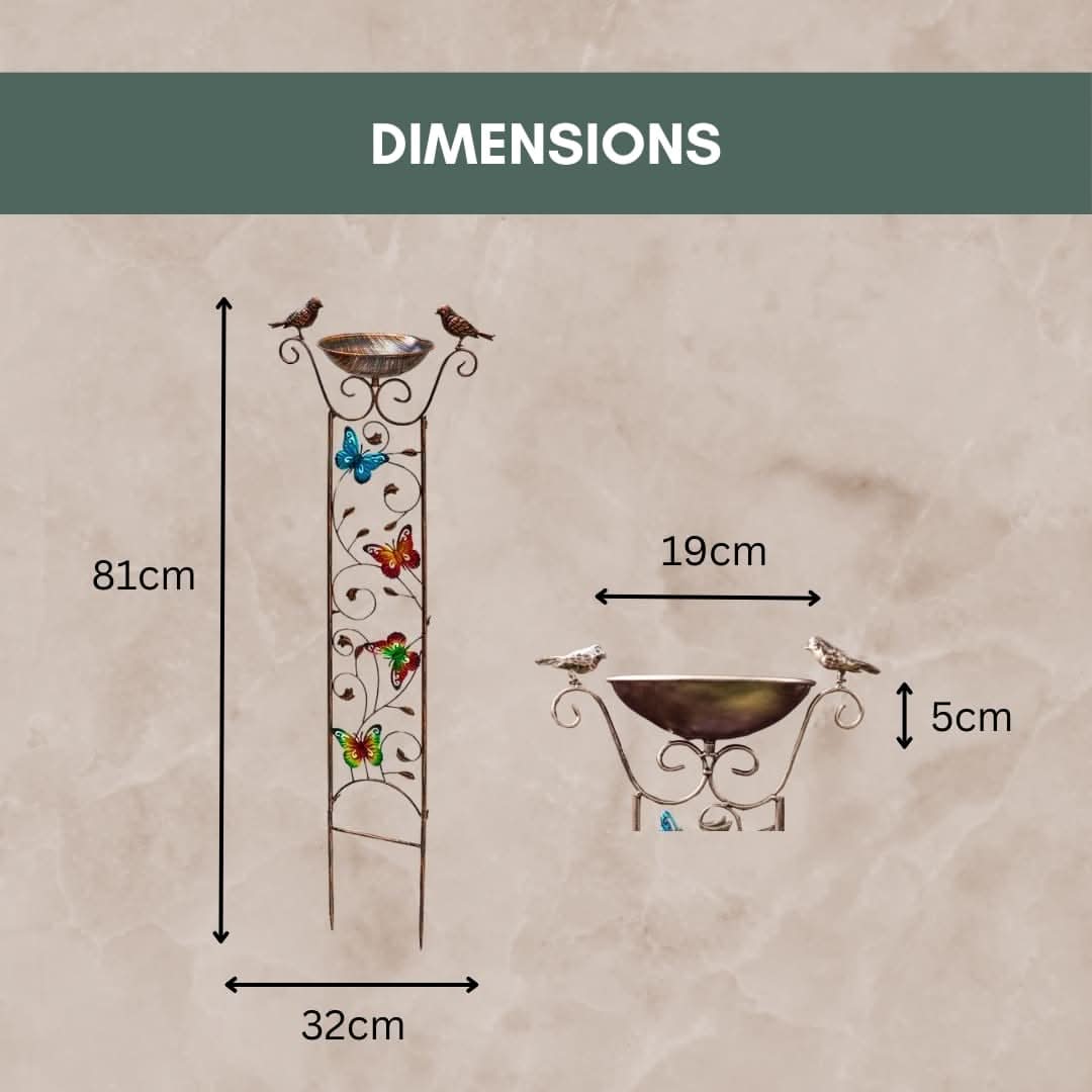 Bronze Effect Bird Bath Weatherproof Bowl Stake Garden Trellis