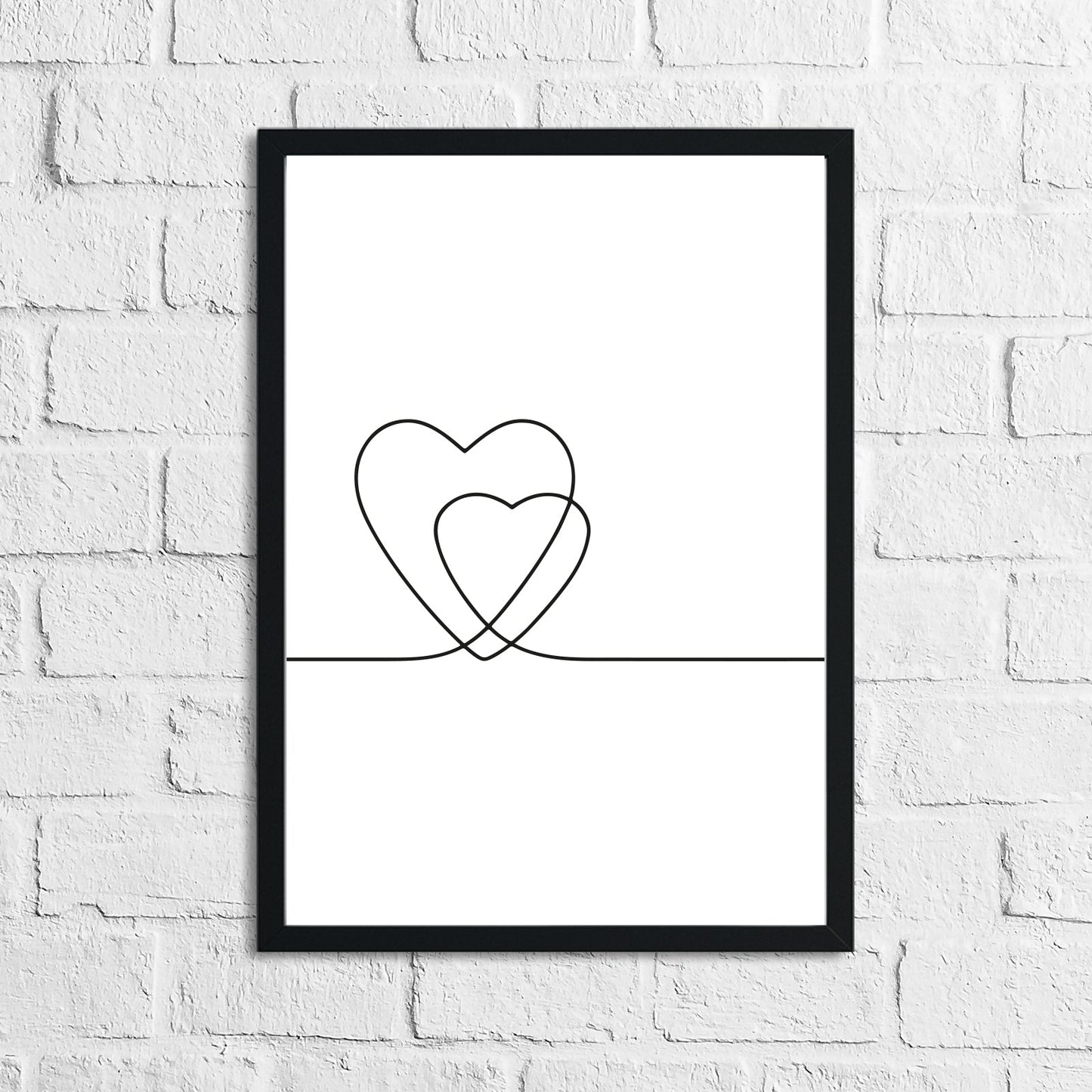 2 Hearts Simple Line Work Bedroom Wall Decor Print