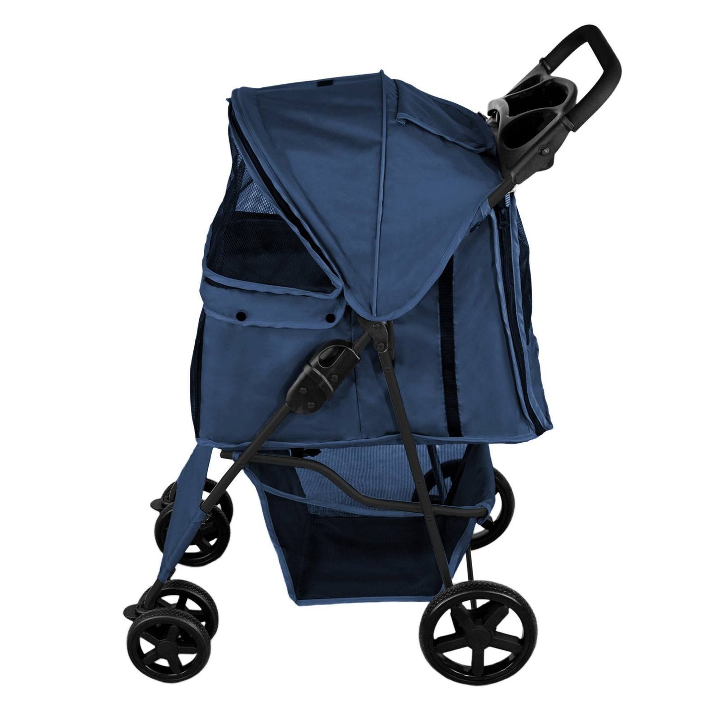 Pet Stroller with Rain Cover Navy Blue