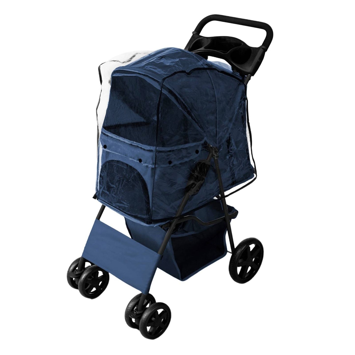 Pet Stroller with Rain Cover Navy Blue
