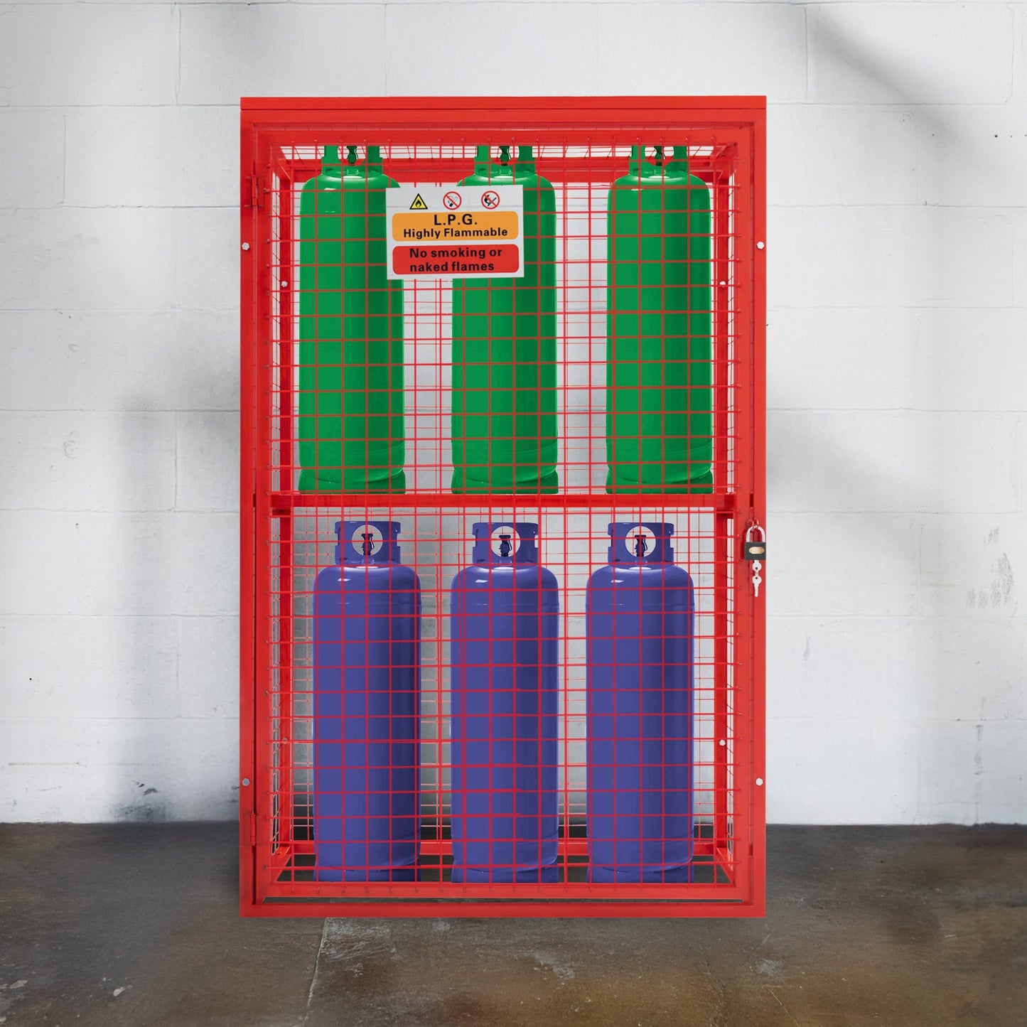 Red Gas Bottle Collapsible Mesh Cage 181cm x 116cm x 57cm