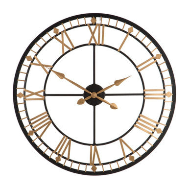 Vitus Black and Gold Metal Wall Clock