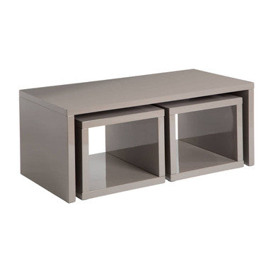 Madrid Dark Grey High Gloss Coffee Table With Two Under Tables