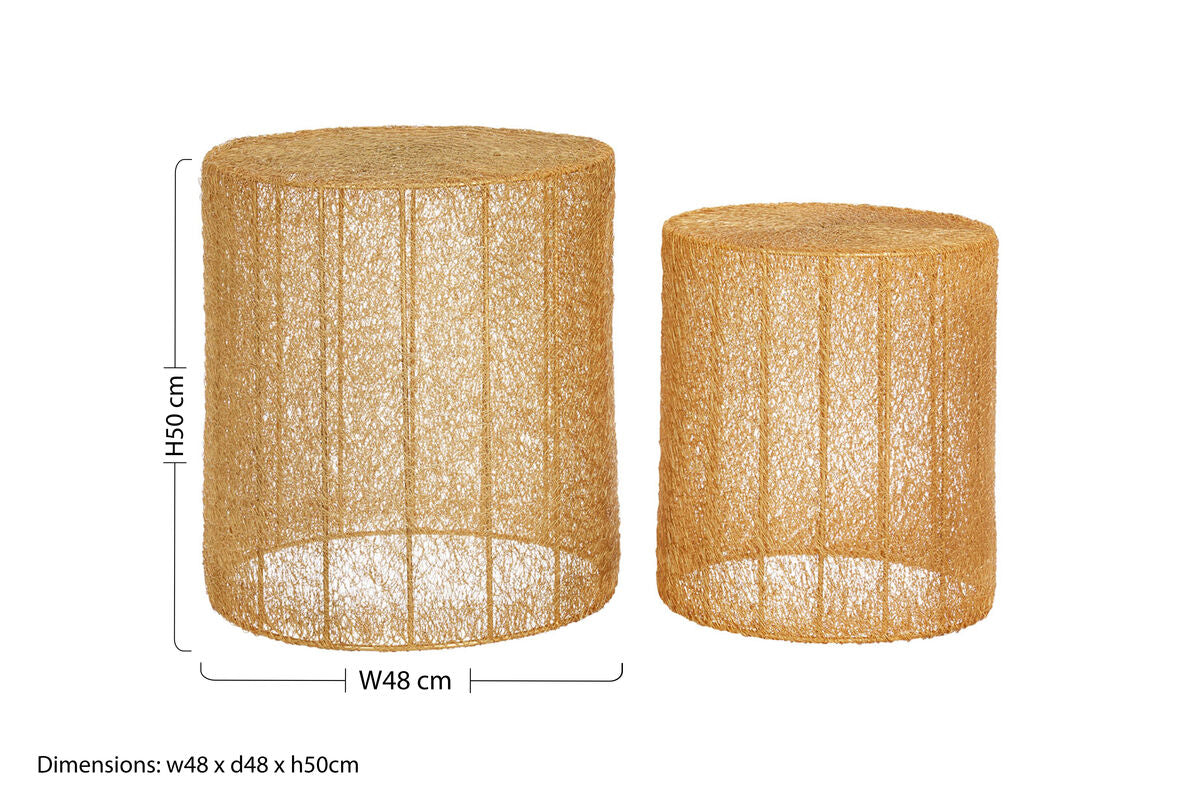 Templar Gold Finish Mesh Set of 2 Round Side Tables