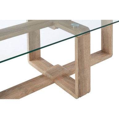 Barton Glass Coffee Table with Wood Effect Legs